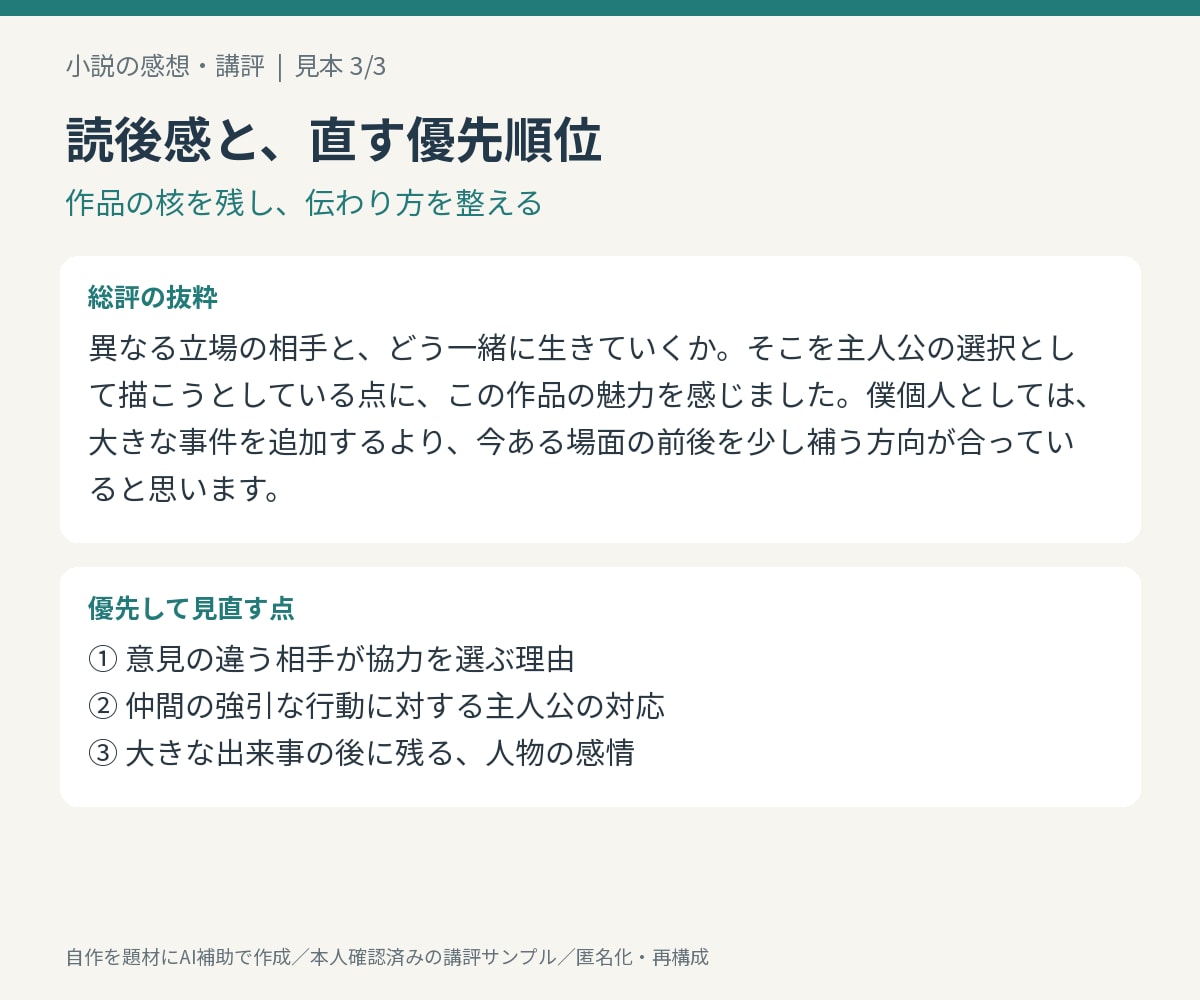 あなたのライトノベルを読んで感想をお伝えします あなたの作品の強味を見つけて、それを生かすサポートをします！ イメージ4