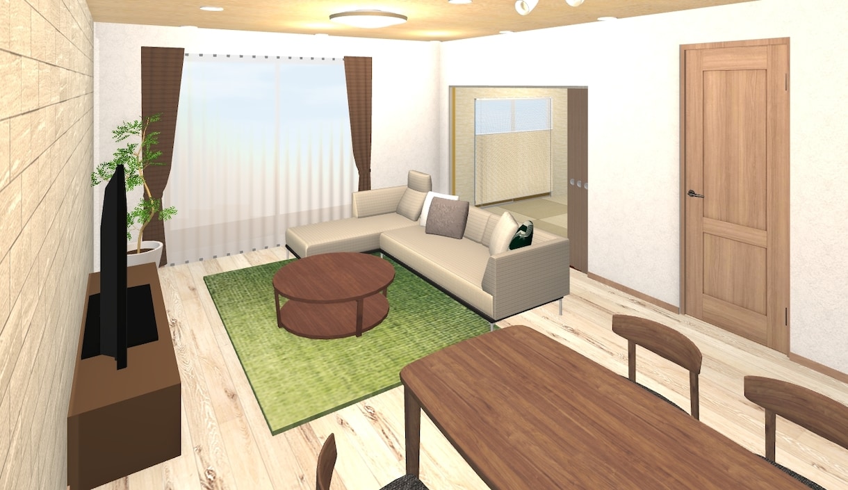 お部屋(1部屋分)のイメージを３Dパースにします 部屋全体が分かるように4方向（4隅）作成します。 イメージ5