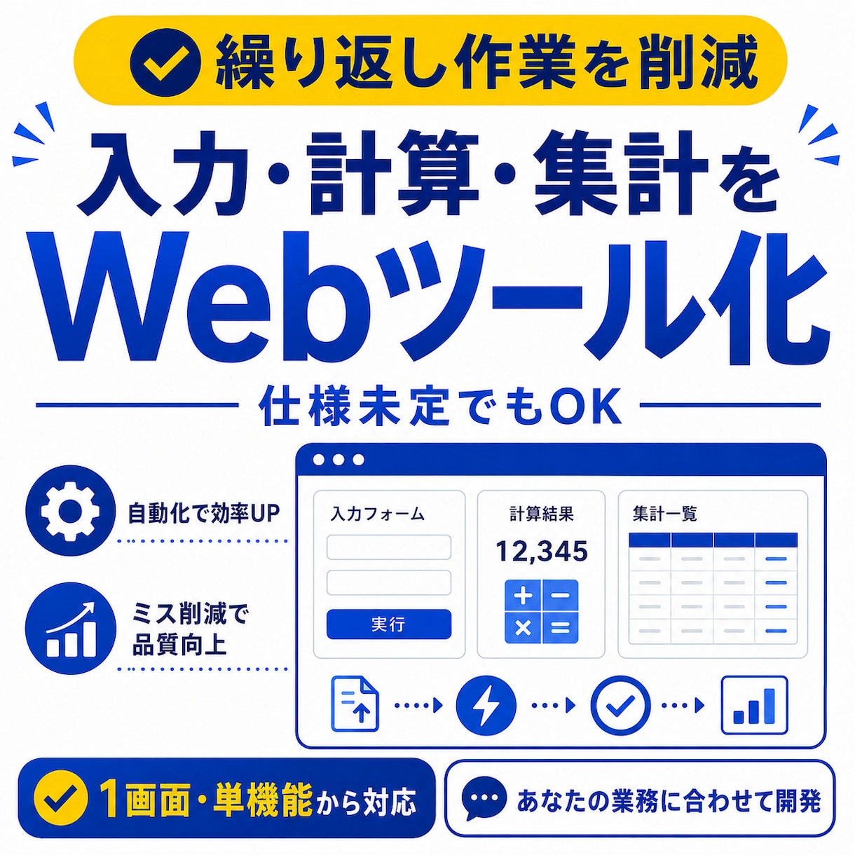 毎日の入力・計算・集計をWebツール化します 仕様未定でもOK｜必要な機能を一緒に整理して開発 イメージ1