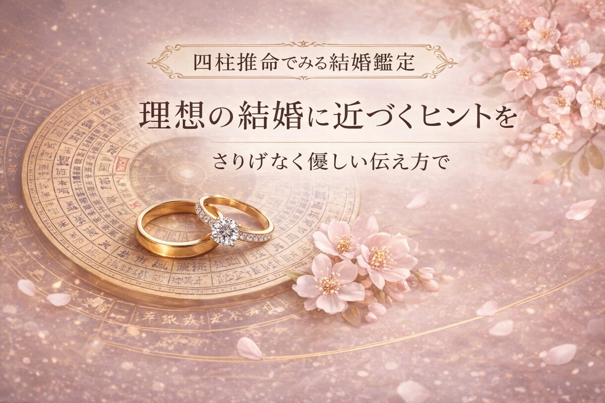 結婚の流れと婚期を四柱推命で丁寧に読み解きます 結婚のお悩みにやさしく寄り添います(最初の3件だけこの価格) イメージ2