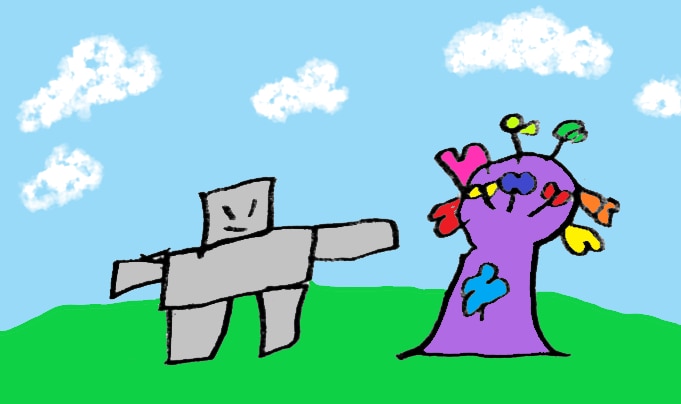 お子様が描いた絵を素敵なデジタルイラストにします 画像2枚から！額縁に入れて飾れば、まるで絵画のように。 イメージ3
