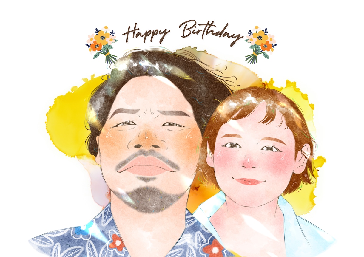 おしゃれな笑顔溢れる似顔絵を制作いたします お世話になった方やご両親へのサプライズプレゼントにも♪ イメージ2