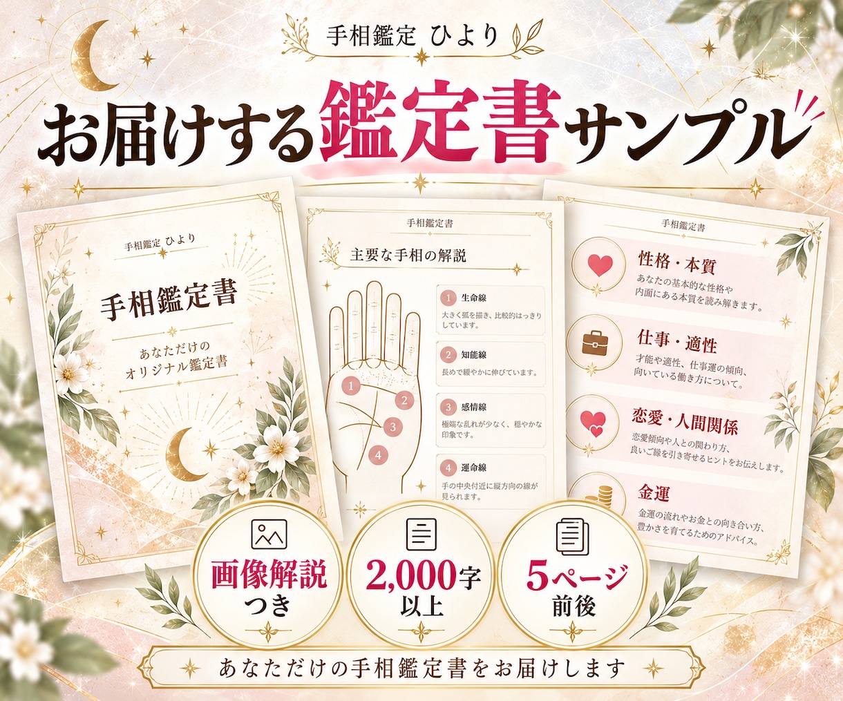 両手の写真から画像付き手相鑑定書を作成します 出品記念500円｜画像解説＋2,000字以上！｜24時間以内 イメージ2