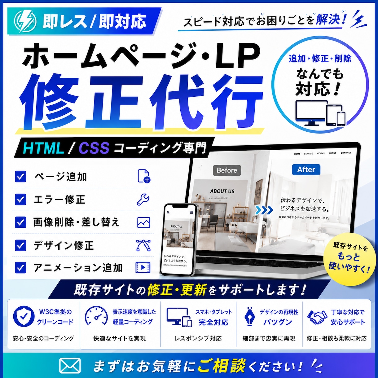 既存サイトの追加｜修正｜削除承ります ご予算に合わせて対応！抽象的な内容でもお気軽にご相談ください イメージ1