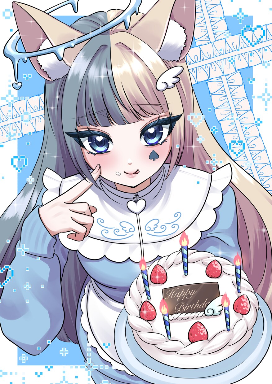 商用込 【キラキラな絵柄で1枚絵】描きます 白兎あわの絵柄で素敵な一枚絵を作成します イメージ3