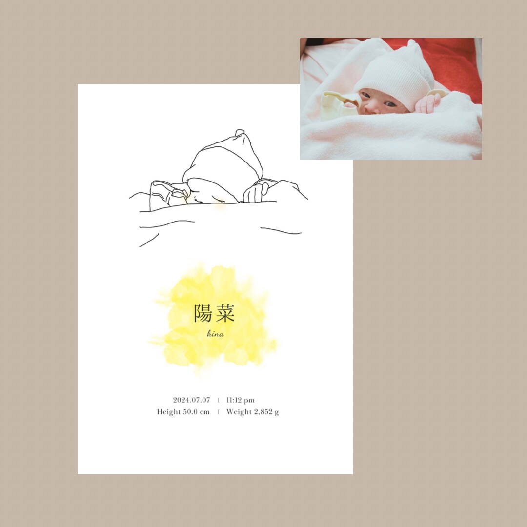 世界にひとつだけのオリジナル命名書お作りします 赤ちゃんのオリジナルイラスト入り命名書です♪インテリアにも♪ イメージ2