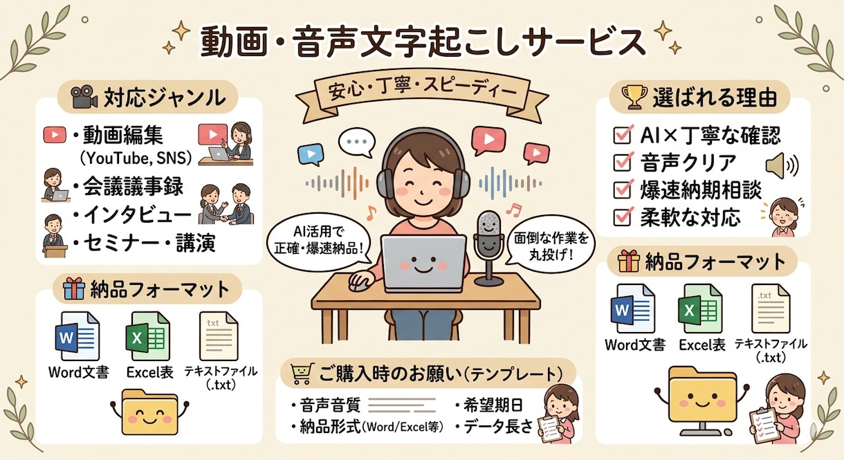 音声データ文字起こし承ります AIを駆使し、正確に文字起こしいたします。 イメージ1