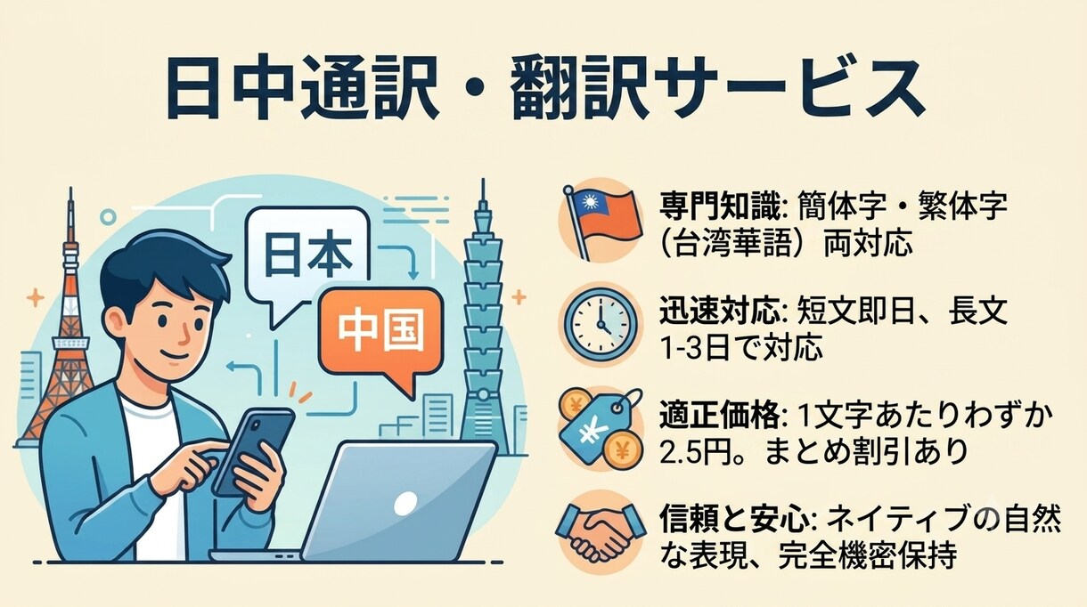 日本語、中国語の翻訳いたします 不自然さのない綺麗な中国語へ！細かいニュアンスも伝えます。 イメージ1