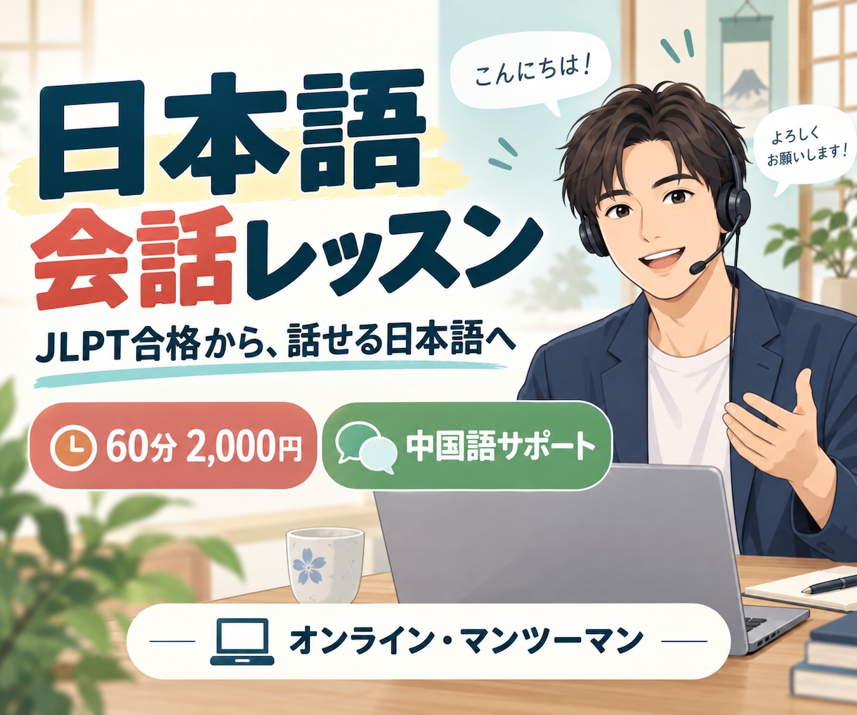 JLPT合格後の日本語会話を練習しますます 試験の日本語を実際に話せる日本語へ変えます イメージ1