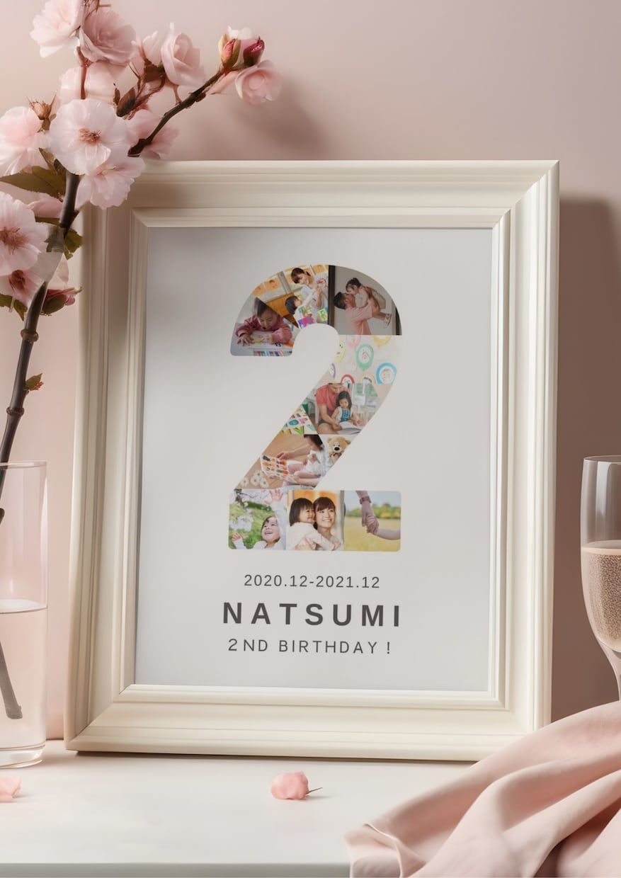 お子さまの誕生日フォトボードをデザインします １年分の「大きくなったね！」を世界に一つの飾れる１枚に！ イメージ4