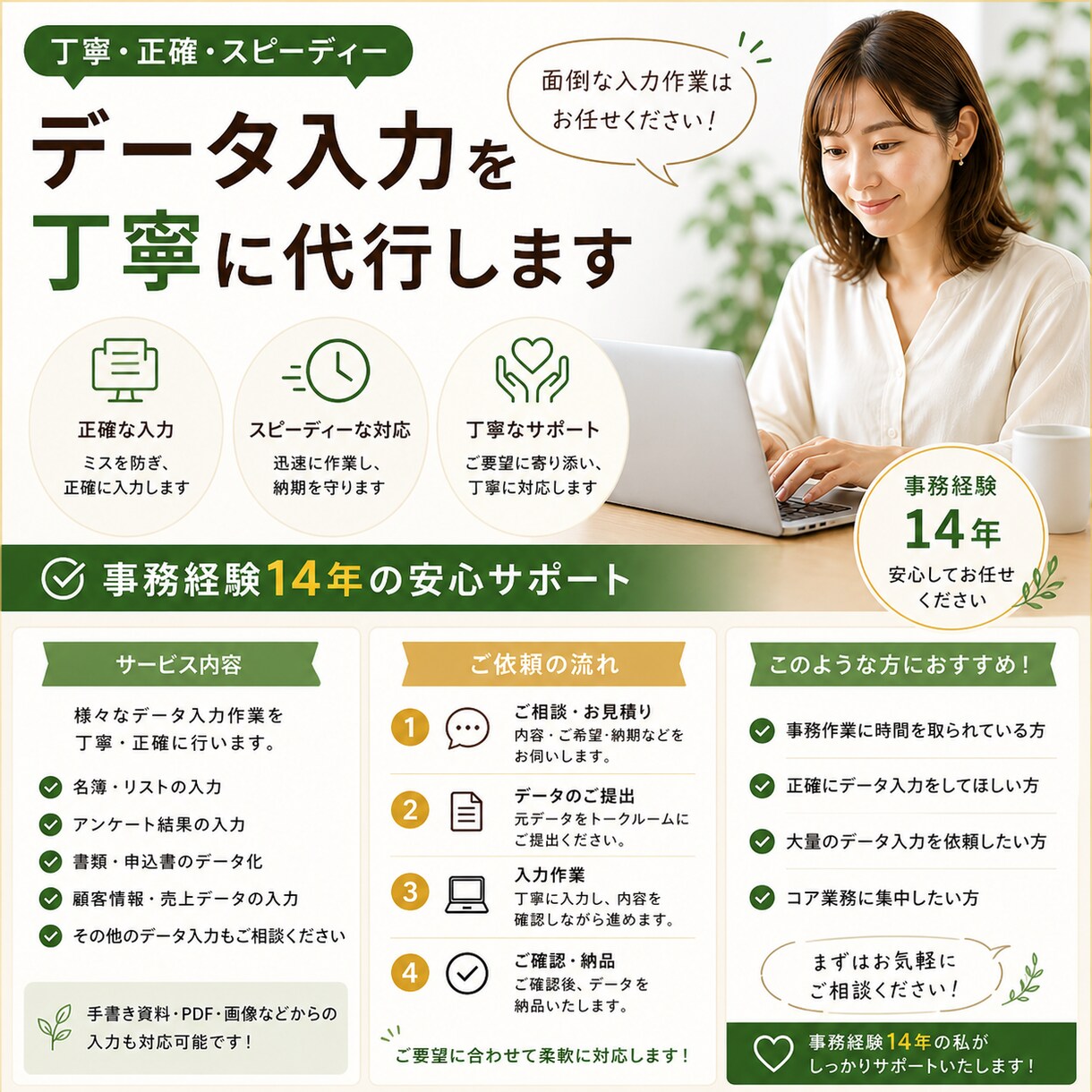 データ入力・リスト作成を丁寧に対応します 正確・迅速にデータ入力やリスト作成をお手伝いします イメージ1