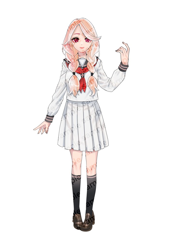 表情/服装差分計９枚！ピンク髪の女の子販売します お一人様へ売り切り！TRPG等個人使用でお使いください！ イメージ4