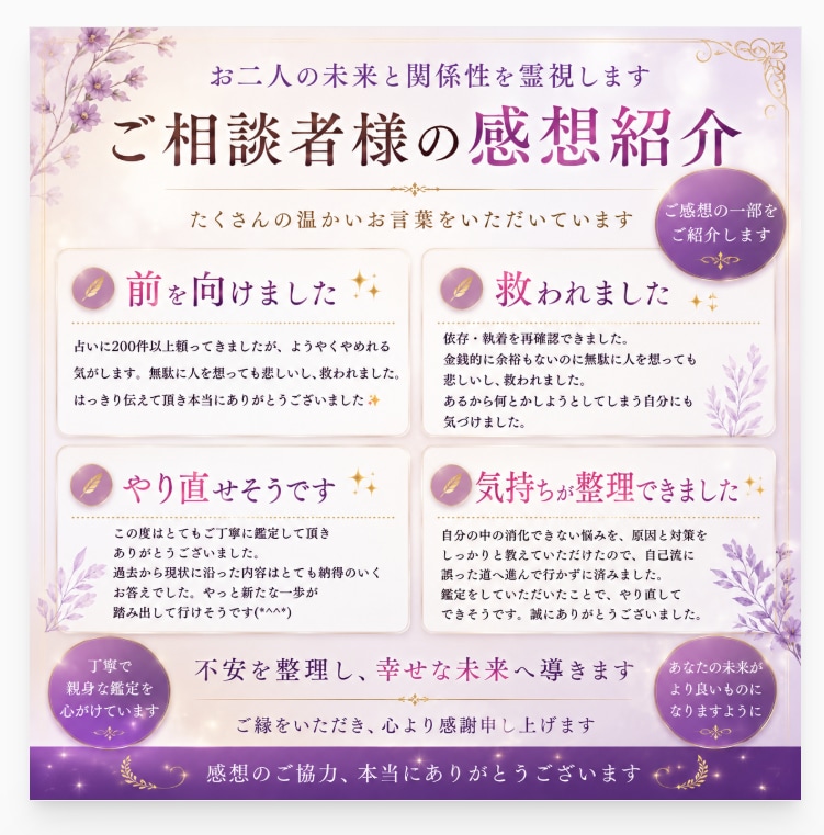 お二人の未来と関係性を霊視します 相手の気持ちと未来の流れを読み解きます イメージ3