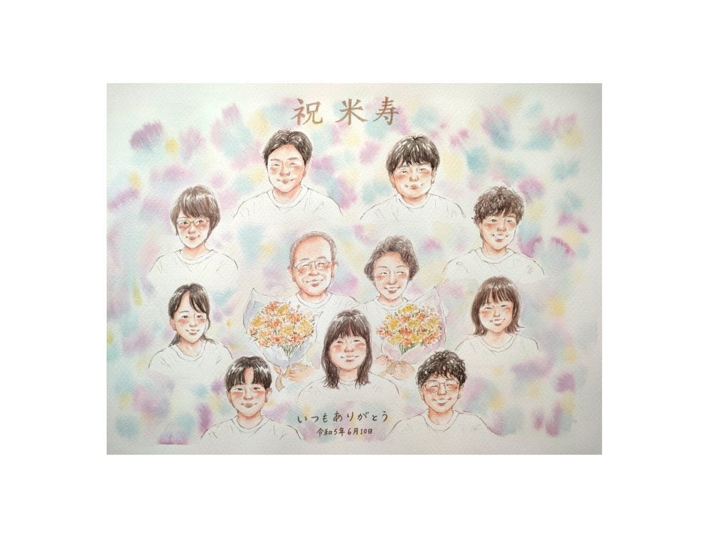 大人数6名様〜温かい水彩の似顔絵をお描きします お祝いや記念日に！世界に一つだけのプレゼント☆ イメージ7