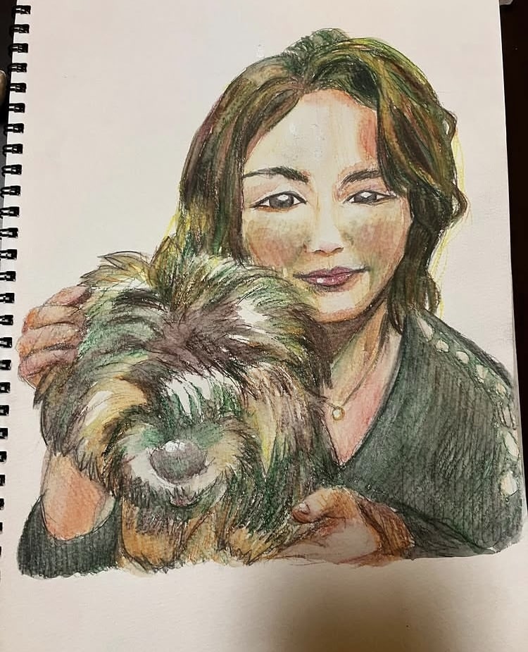 水彩色鉛筆で似顔絵かきます たくさんの色を重ねた独特な色彩で、優しくあたたかみのある作品 イメージ2