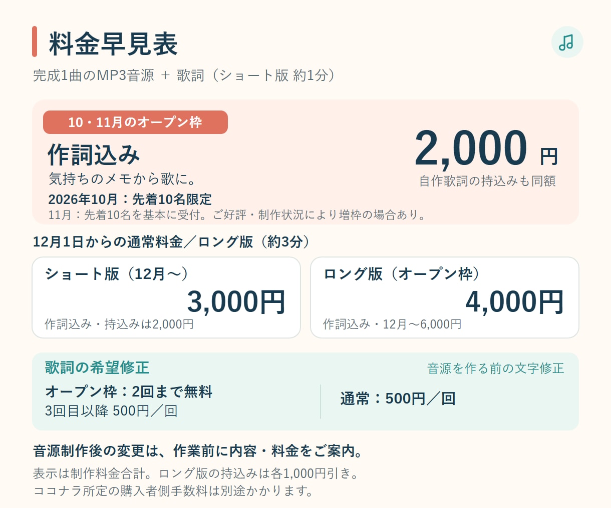 言えなかった気持ちを、約1分の歌にします 誕生日や記念日に。気持ちのメモから作る贈り歌 イメージ3