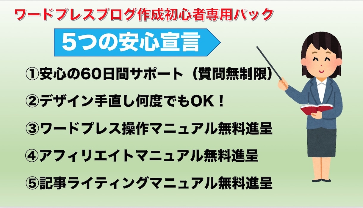 ワードプレス作成初心者専用パックを提供します 安心の60日間サポート！質問無制限 イメージ2