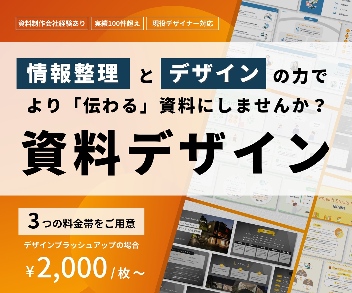 伝えたいことがより伝わる資料に仕上げます お悩みを丁寧にお伺いして制作しますのでご安心ください イメージ1