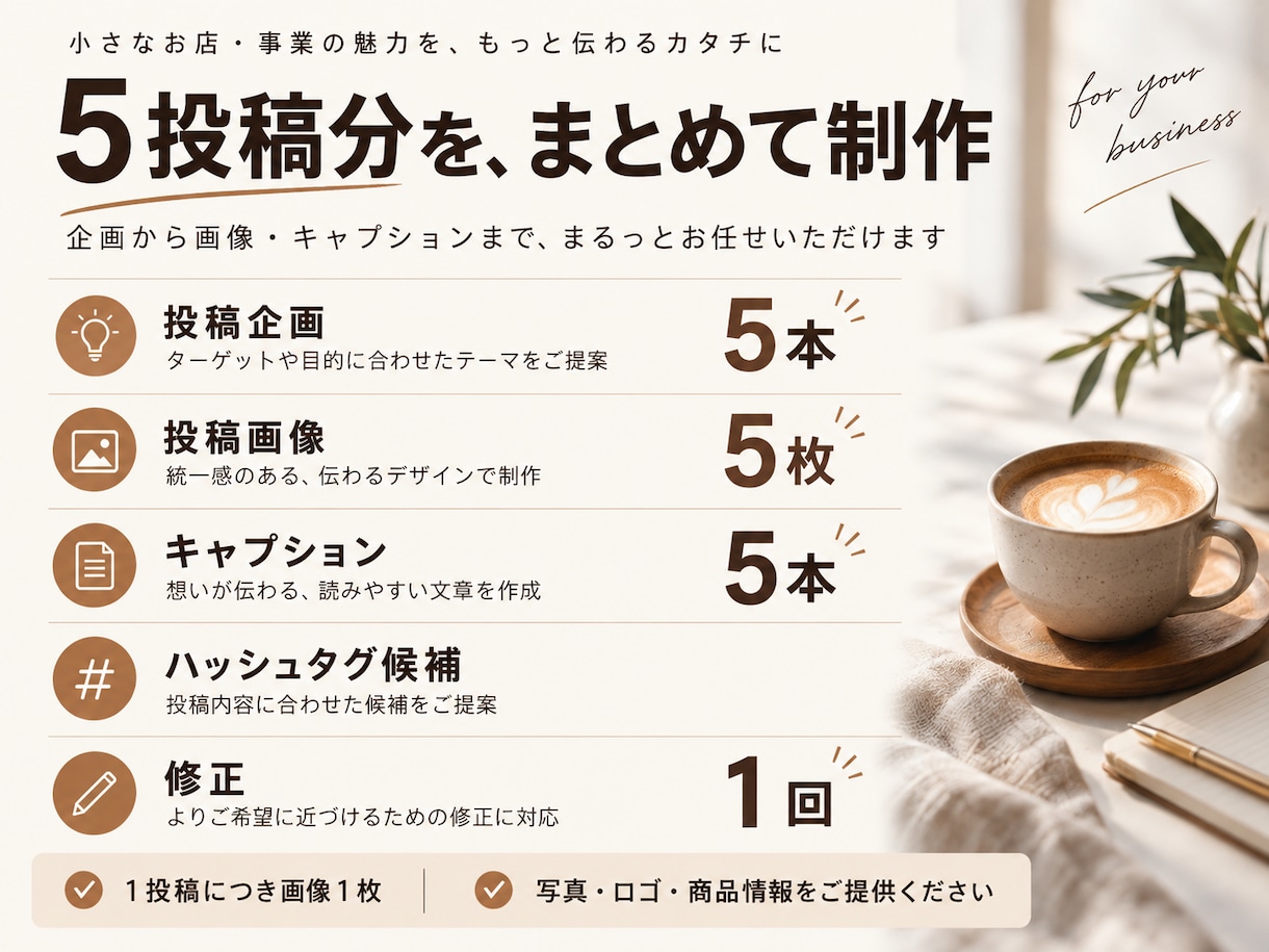 Instagram投稿を企画からまとめて制作します お店の写真を、伝わる投稿に。画像も文章もまとめて対応 イメージ2