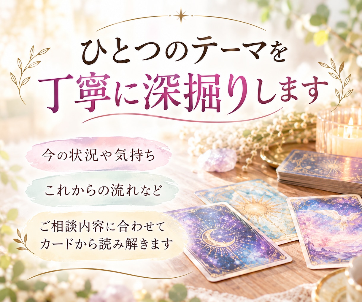 1つの悩みをじっくり占います カードから今の状況を丁寧に読み解きます イメージ2