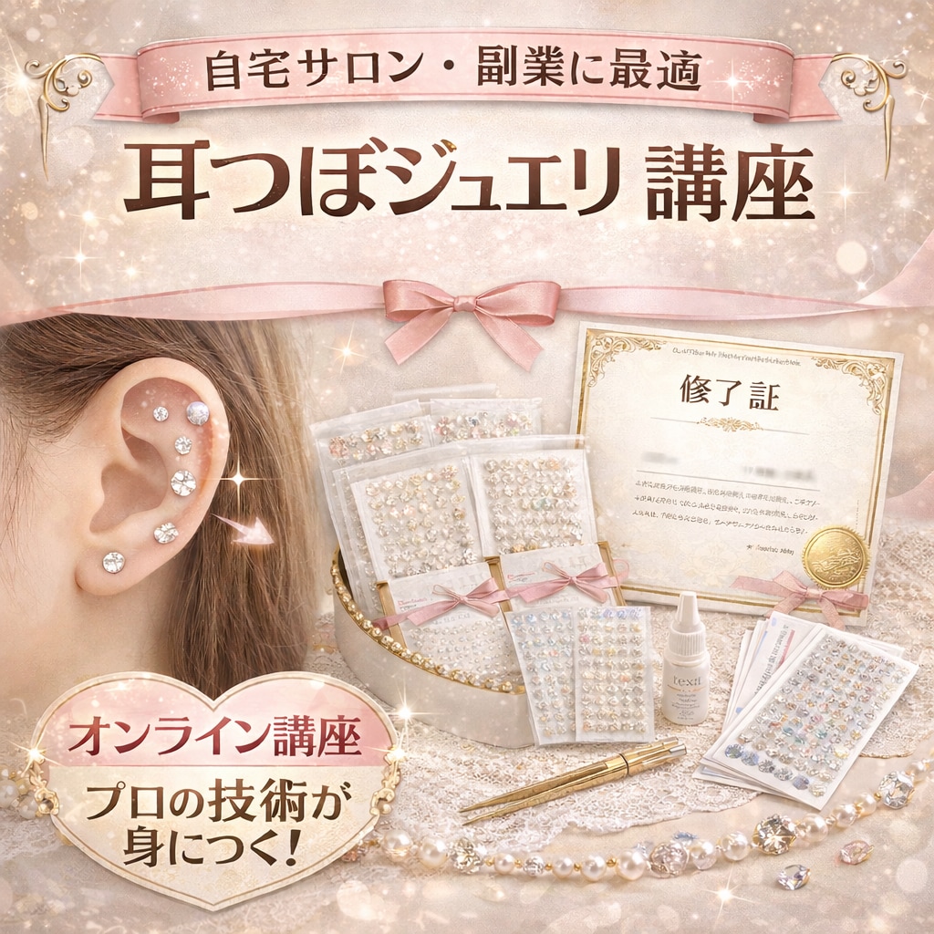耳つぼジュエリー講座（ディプロマ有）ます 資料と動画視聴で耳ツボジュエリーの技術〜ジュエリー作成可能 イメージ1
