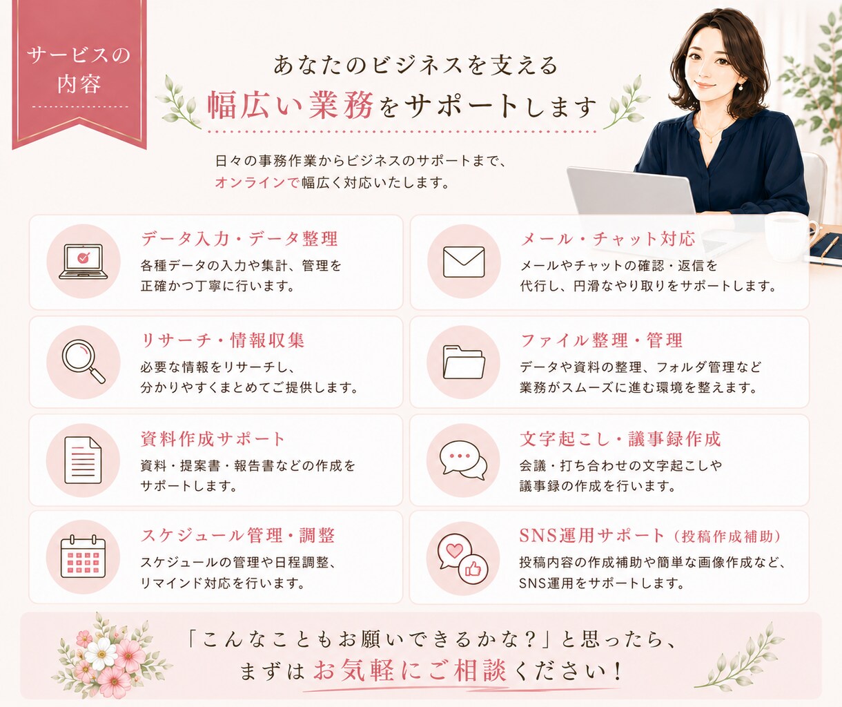 オンライン秘書が事務代行・資料作成など対応します スケジュール管理・リサーチ・バックオフィス業務全般をサポート イメージ4