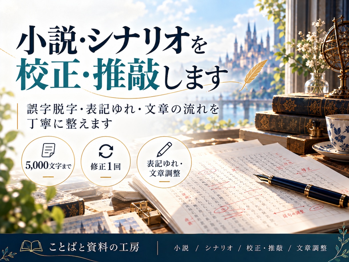 小説・シナリオの校正と推敲を承ります 誤字脱字から文章の流れまで丁寧に確認 イメージ1