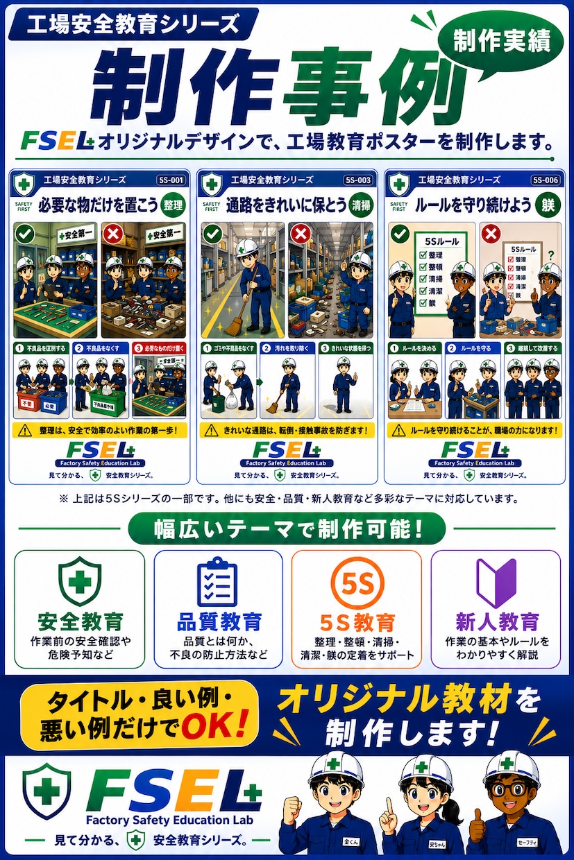 工場教育ポスターをオーダーメイド制作します タイトルと良い例・悪い例だけで教育ポスター制作！ イメージ2