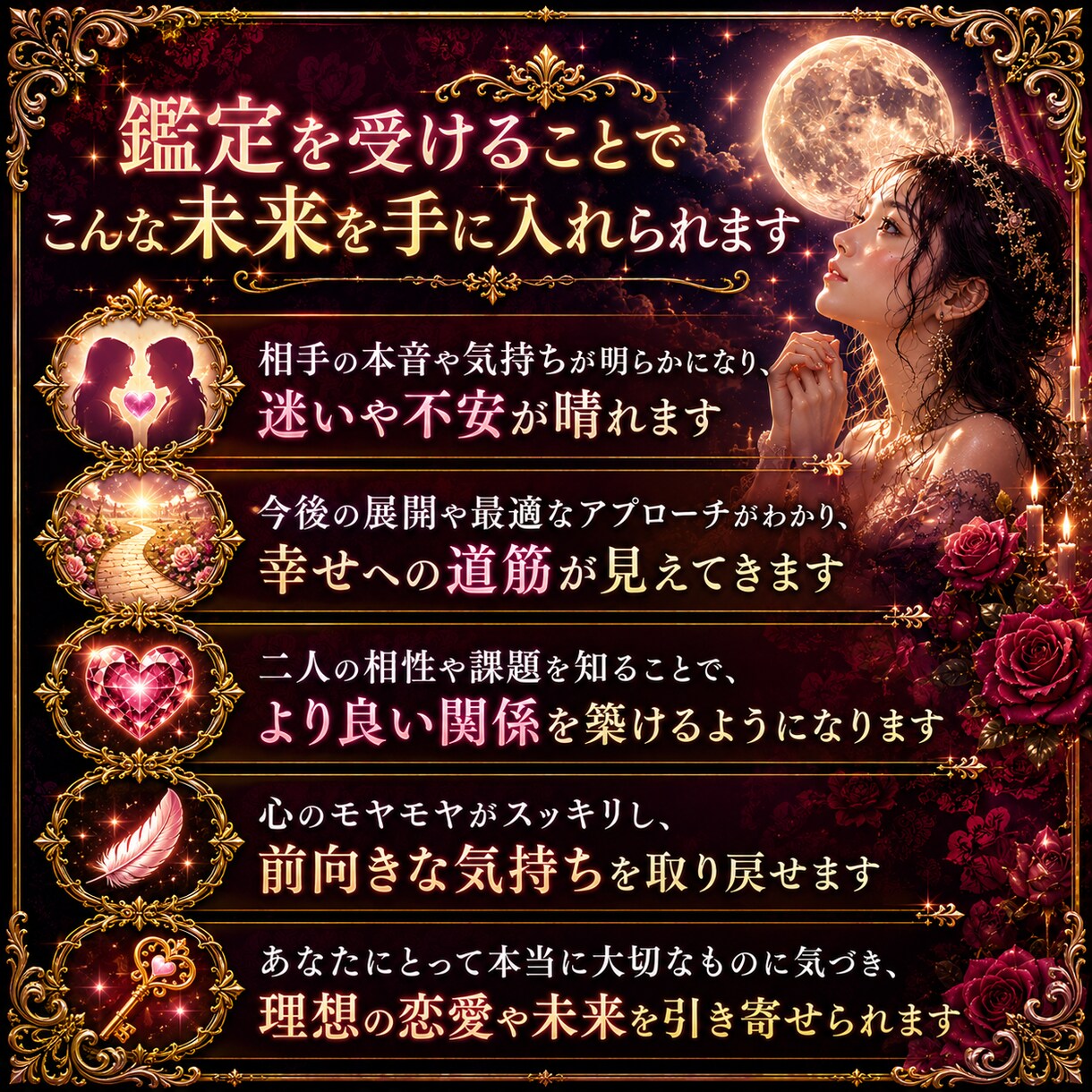 至高鑑定【タロット×月光霊視】縁結び鑑定します 出会い・恋愛の悩み専門☆新たな縁がつながる時期をタロット鑑定 イメージ2