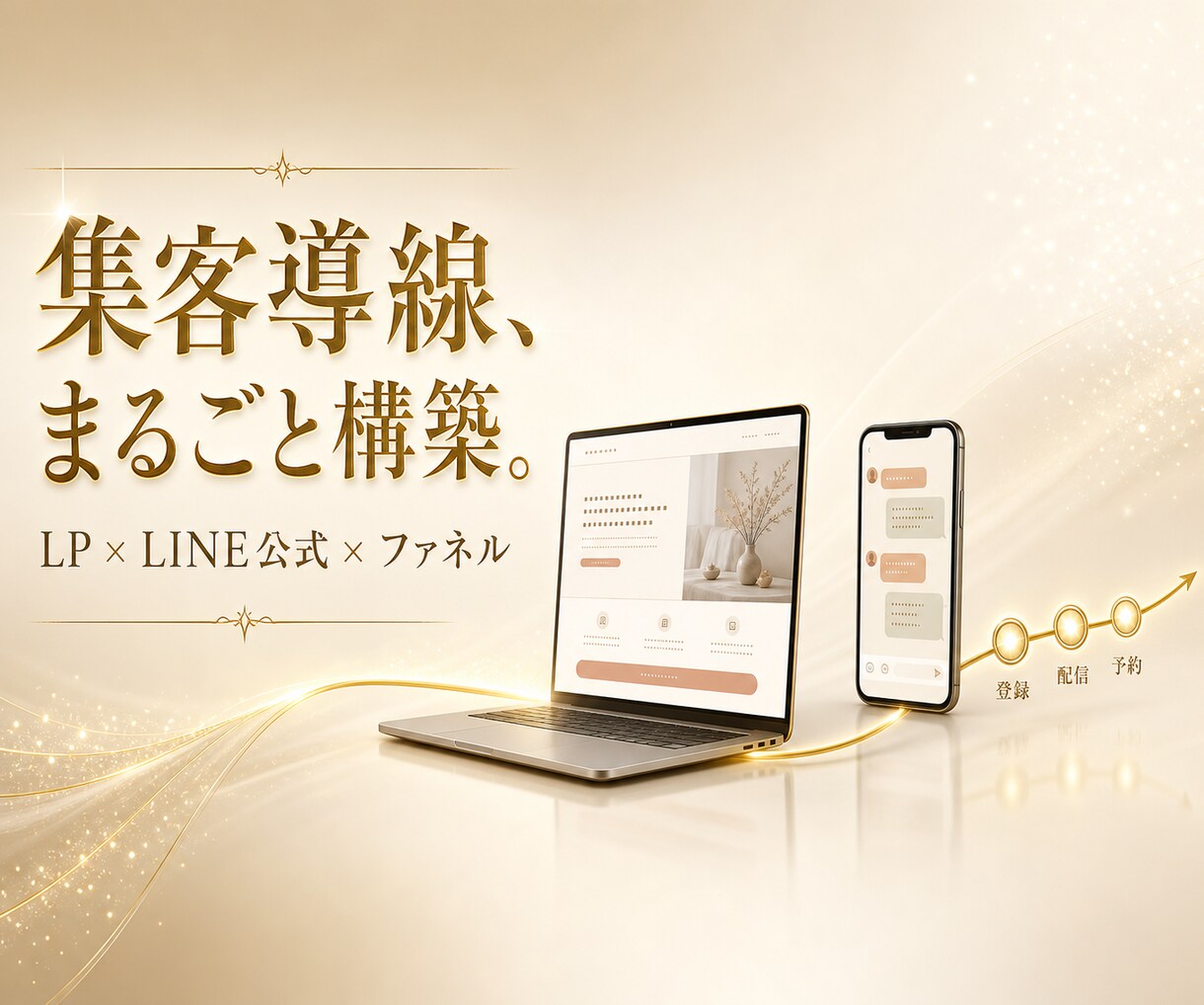 LP×LINE公式×ファネル一式構築します 予約・問い合わせが自動で入る仕組みを構築 イメージ1