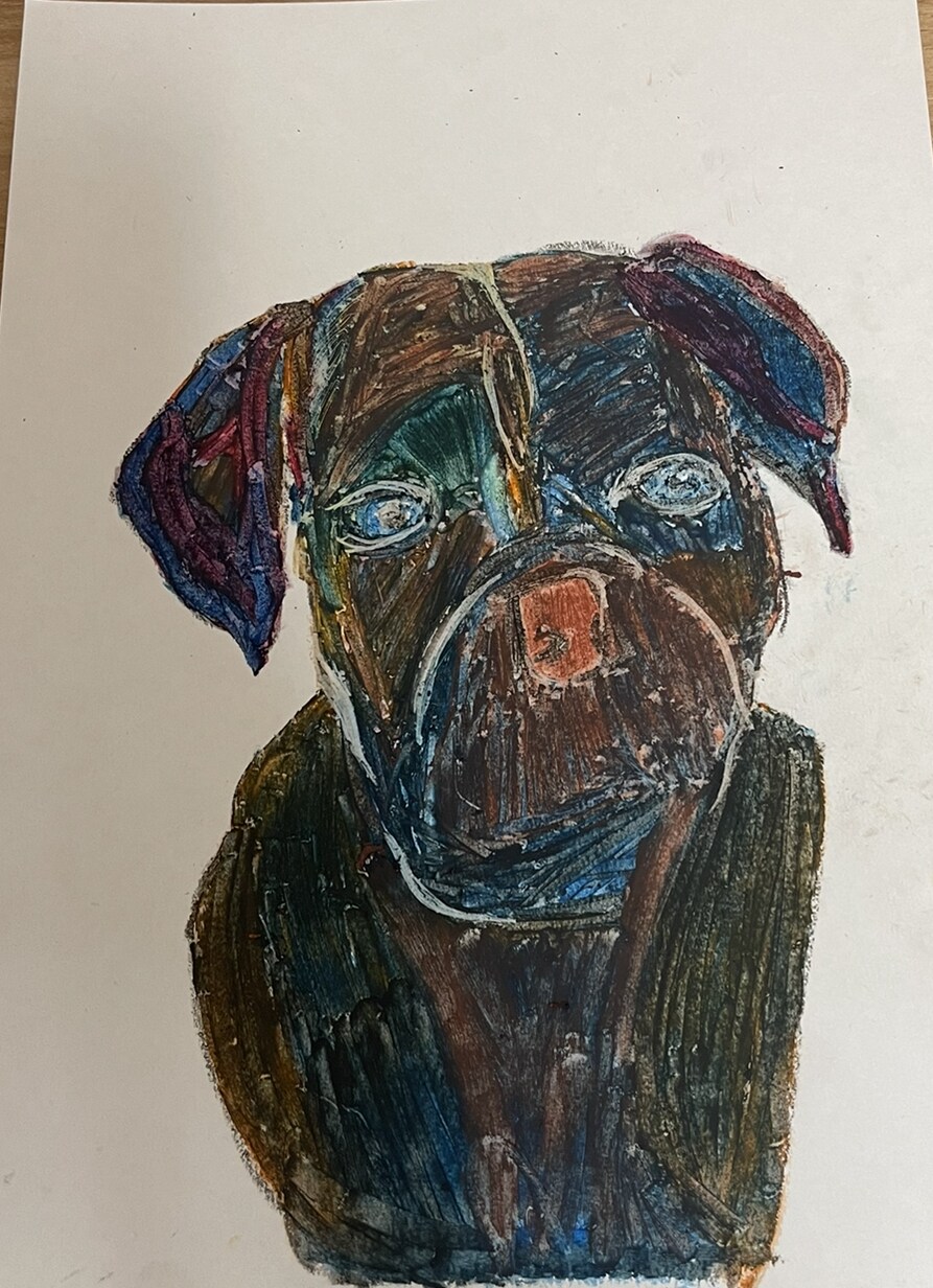 感情をクレヨンで色々な色を重ねて絵で伝えます 値段をつけられ捨てられる。殺処分無くしませんか イメージ1