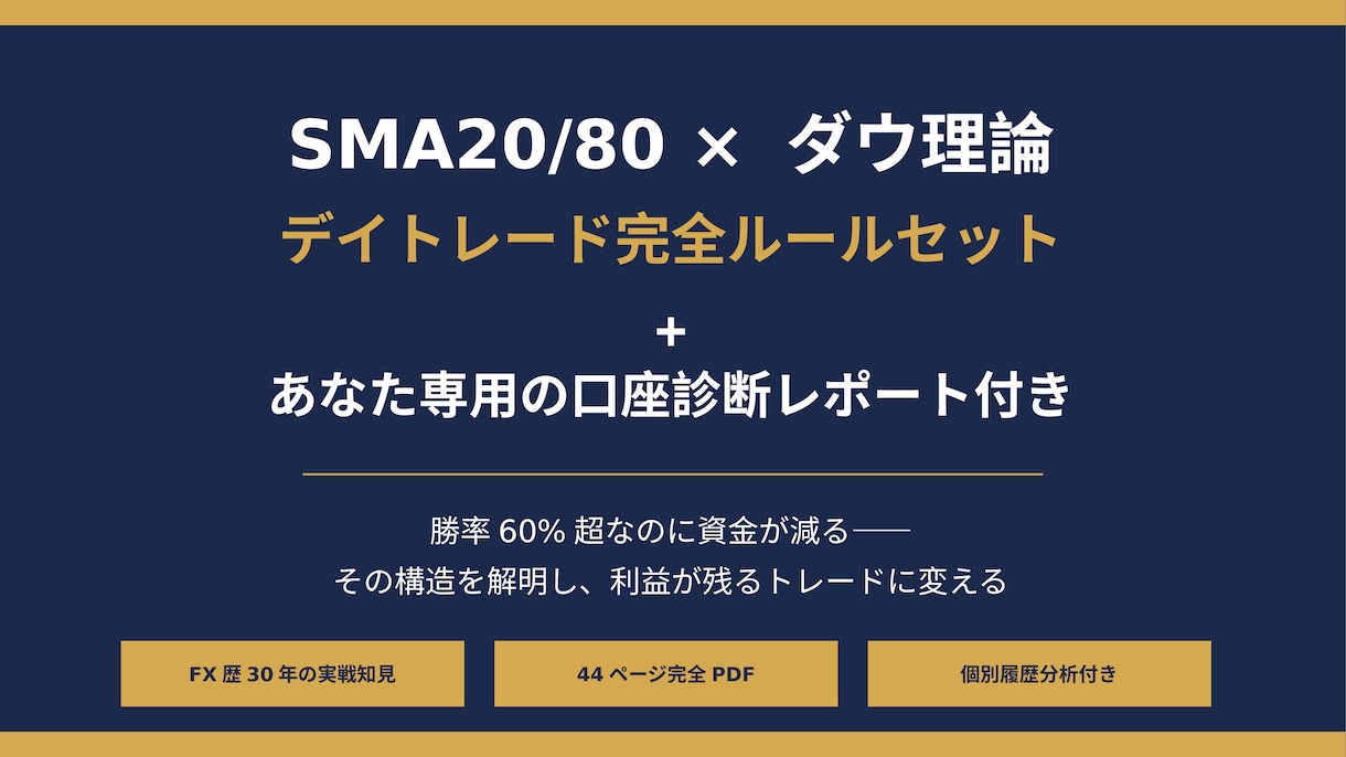 FX手法＋あなた専用のFX口座診断をお届けします FX歴30年の手法PDF＋あなたの取引履歴の分析診断セット イメージ1