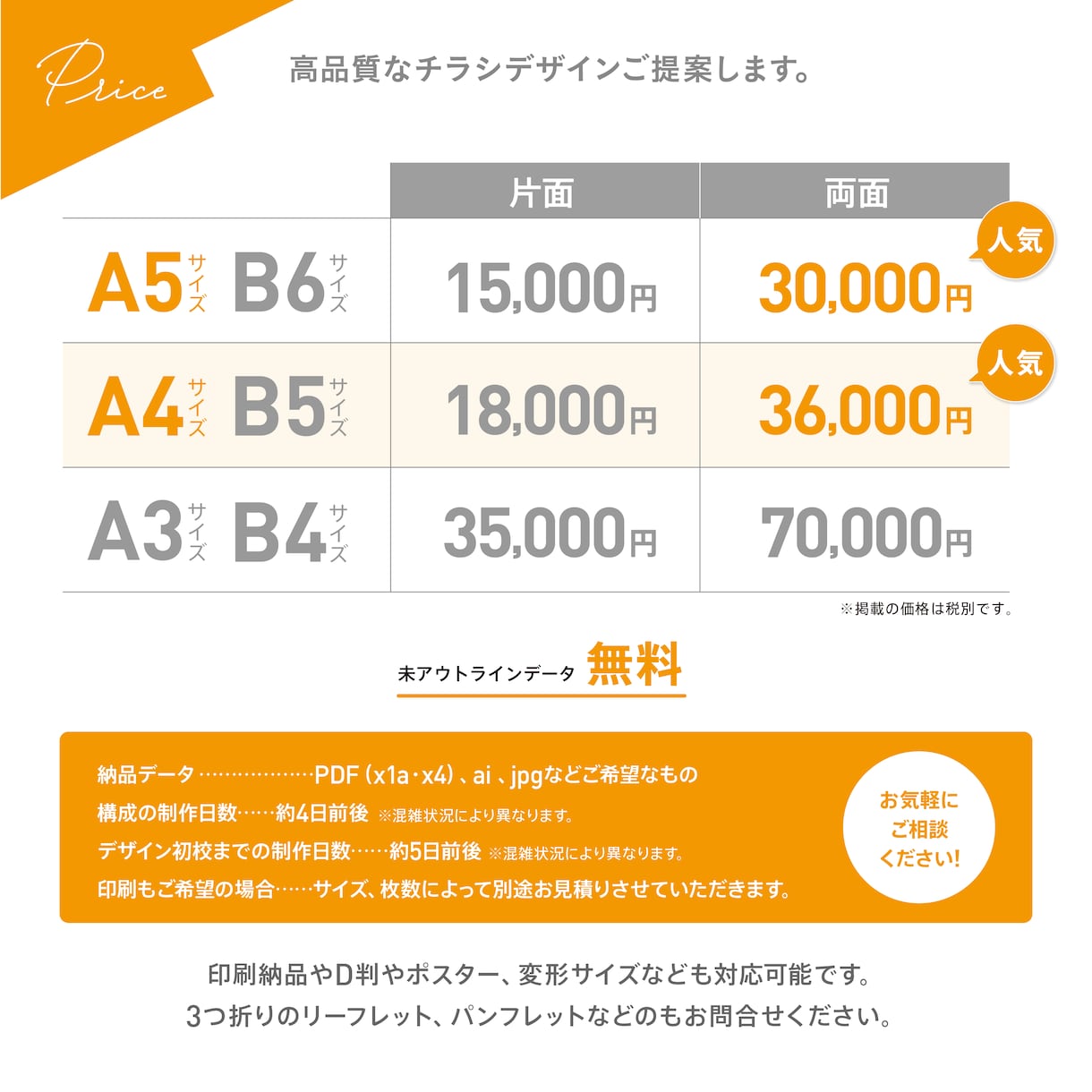 大企業の実績多数！高品質なチラシ制作します デザインのみ依頼したい方へ　チラシ・フライヤー・ポスター イメージ2