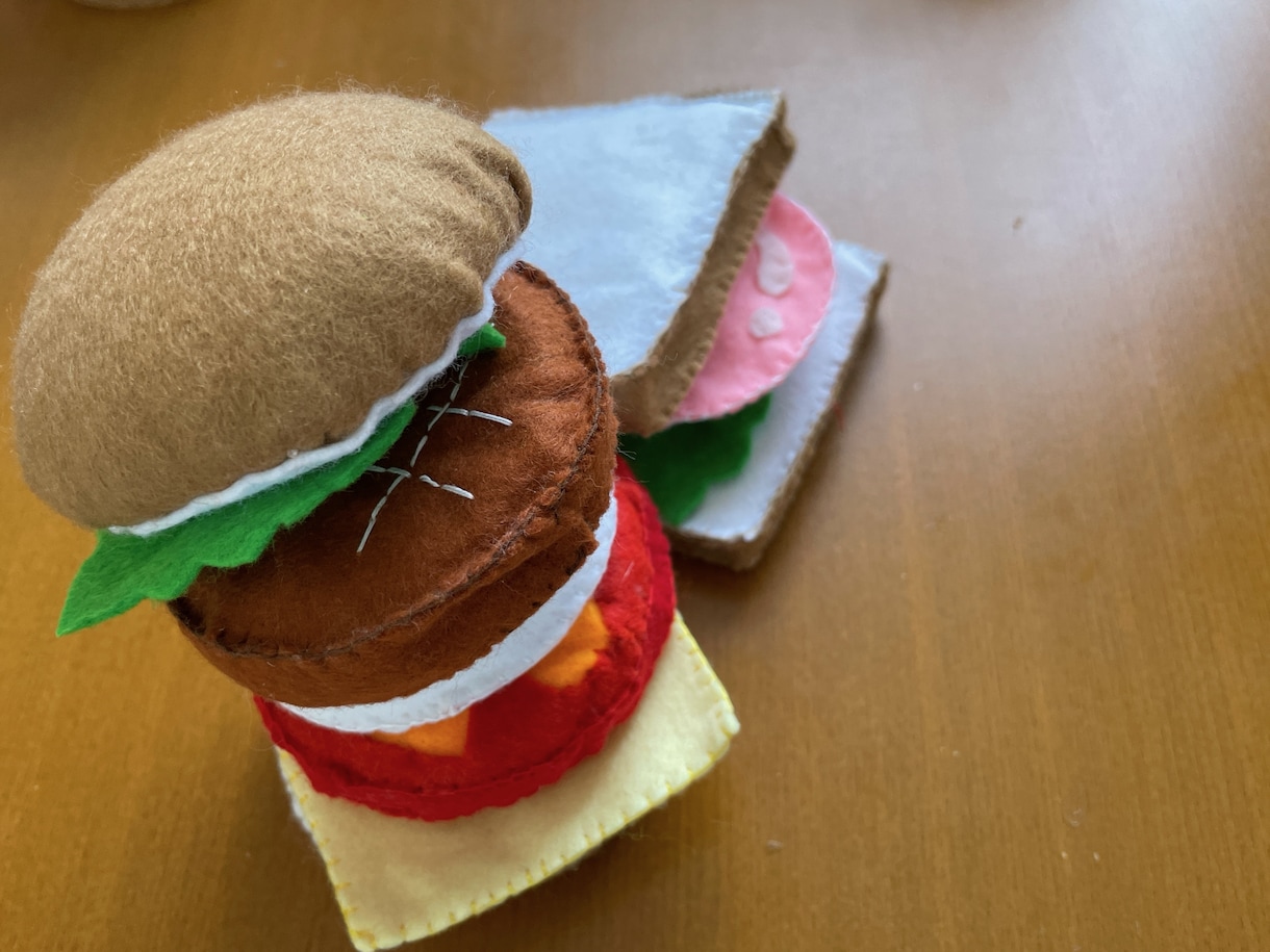 フェルトおもちゃ作ります フェルトのハンバーガーとサンドイッチ、果物製作します イメージ1