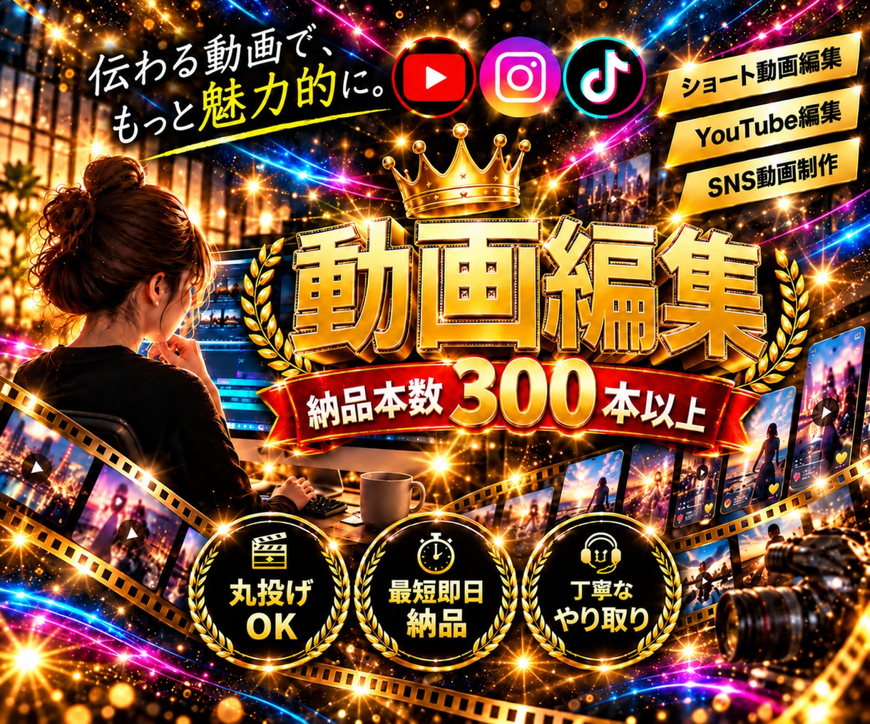 丸投げ即日OK！ショート動画を編集します 素材送るだけ丸投げOK！構成テロップBGMまでお任せください イメージ1