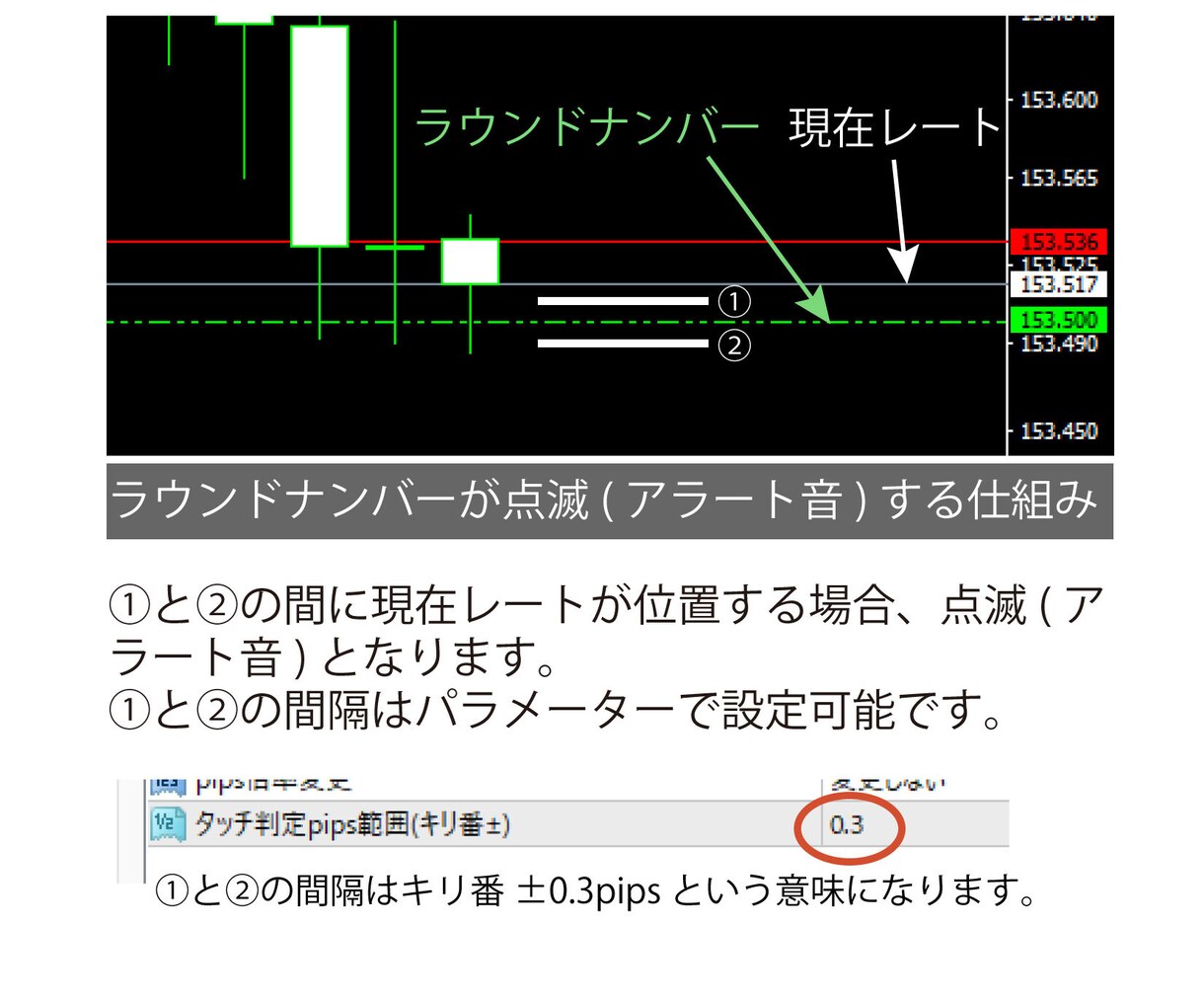 MT5 ラウンドナンバー付近でお知らせします 重要なレートのラウンドナンバーを逃しません。 イメージ7