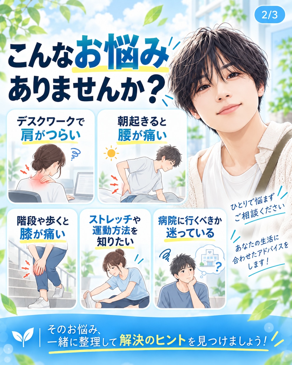 現役理学療法士が肩こり・腰痛・膝痛を電話相談します 症状を整理して、自宅でできるストレッチ・運動をご提案 イメージ2