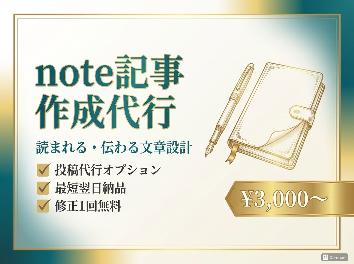 AIを活用しnote記事を作成・投稿まで代行します SEO対応・翌日納品！読まれるnote記事を代行 イメージ1