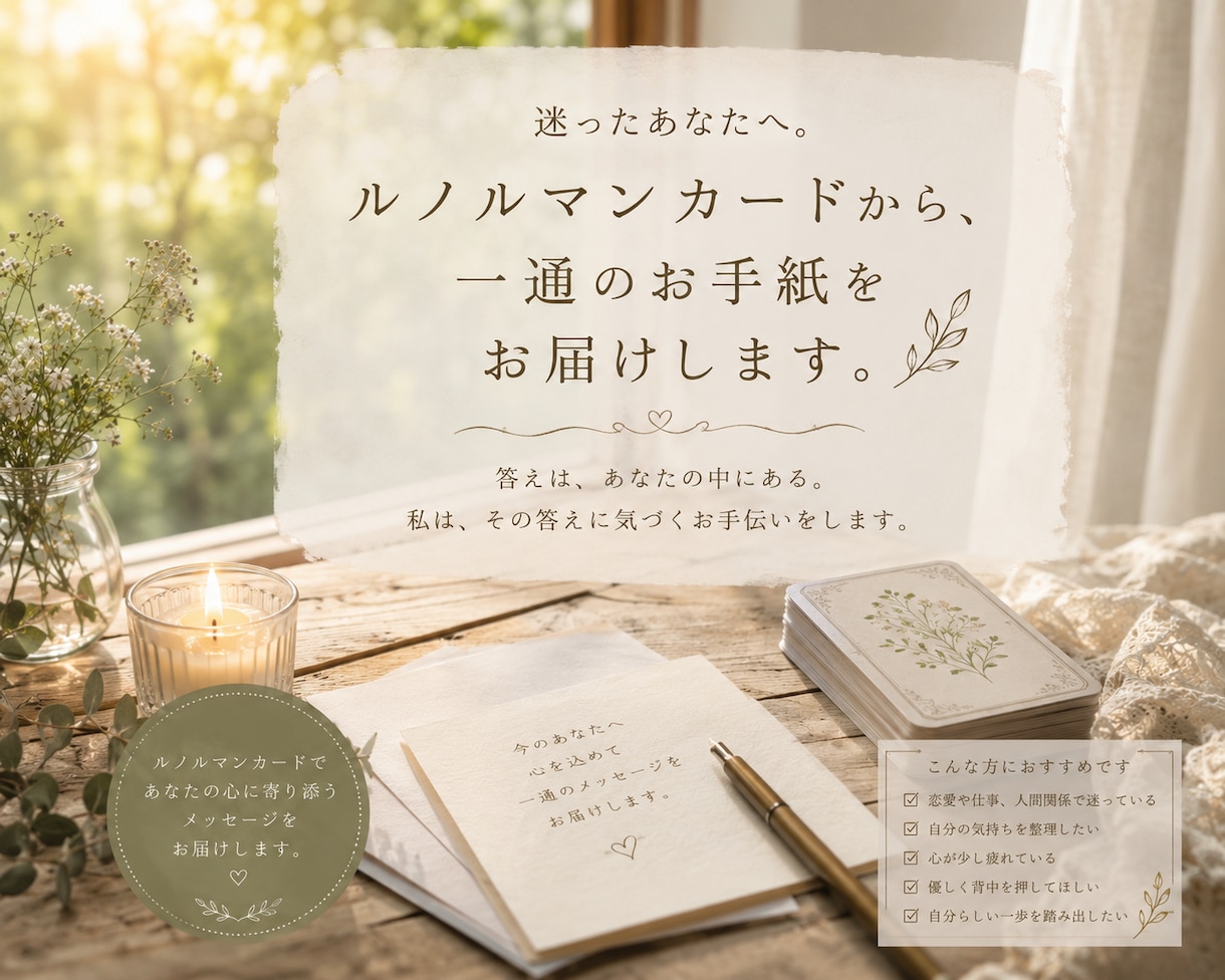 迷っているあなたへ｜一通のお手紙を届けます 答えを探すためではなく、あなた自身の心に出会うために。 イメージ1