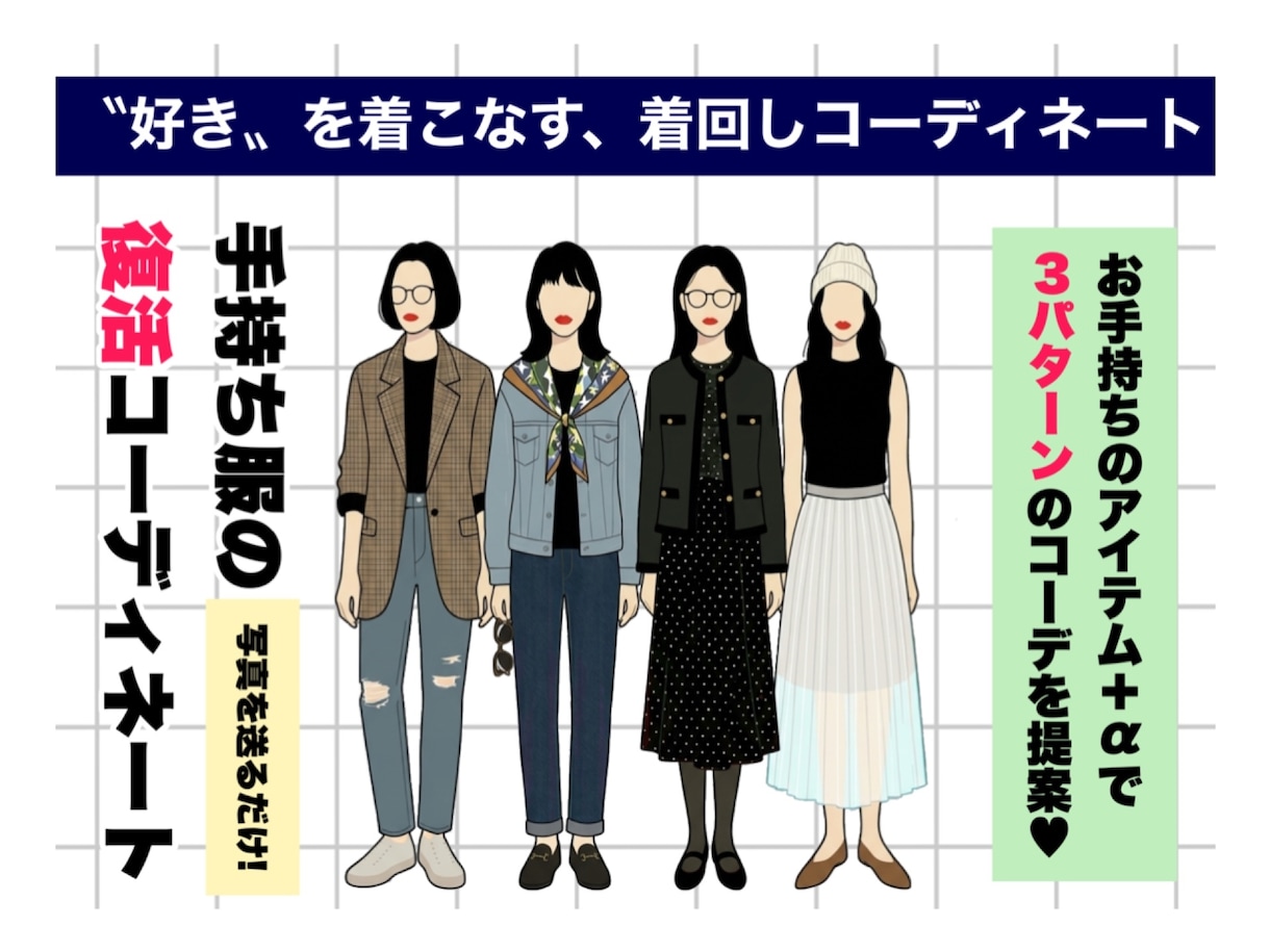 手持ち服の着回しコーディネート作ります タンスの肥やしを主役に！写真を送るだけで新しいスタイルを提案 イメージ1