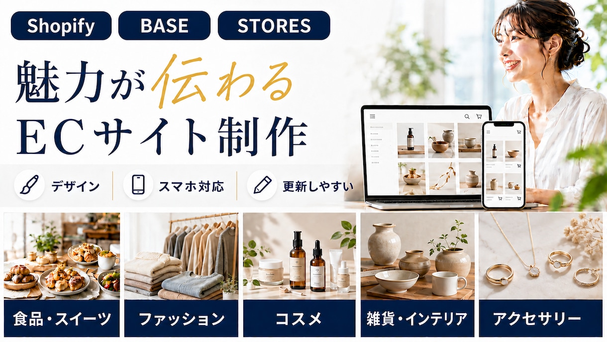 商品の魅力が伝わるECサイトを制作します Shopify・BASE・STORESで制作 イメージ1