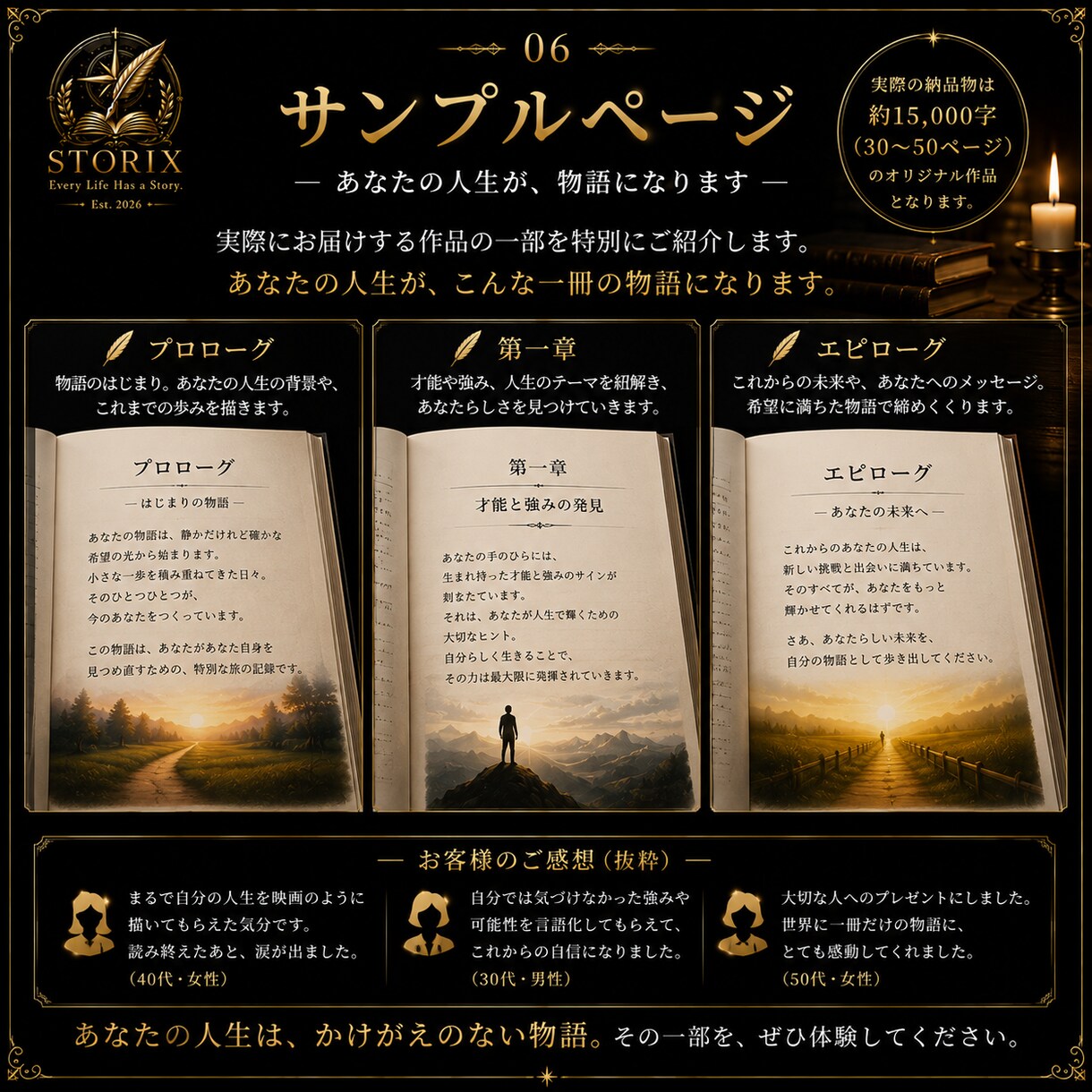 人生ストーリーを小説として執筆します もし、あなたの人生が一冊の本なら。今は、何章でしょうか。 イメージ6