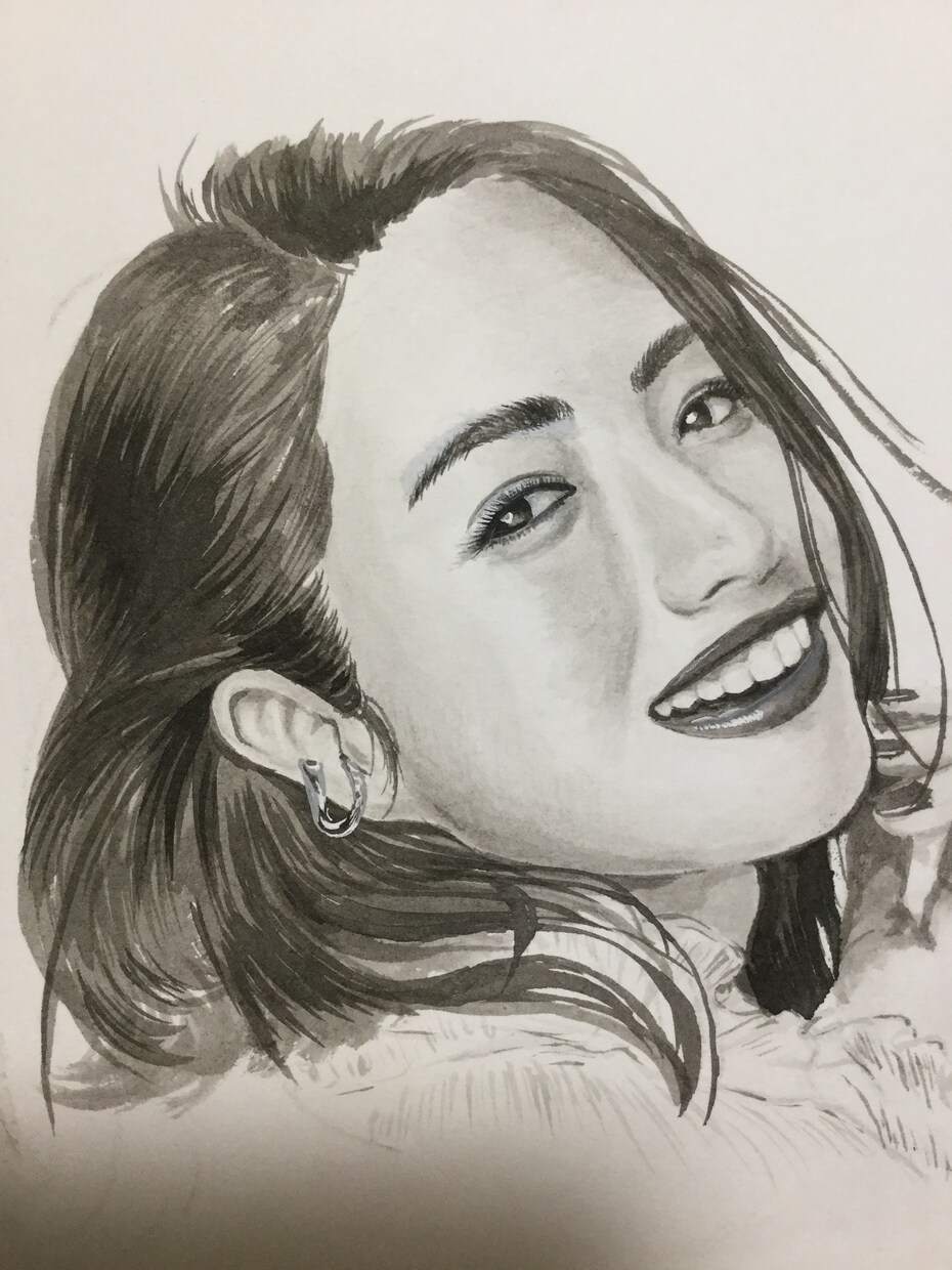写真から墨で優しい似顔絵を描きます 今時アナログですが、手描きで唯一の似顔絵を描きます。 イメージ7