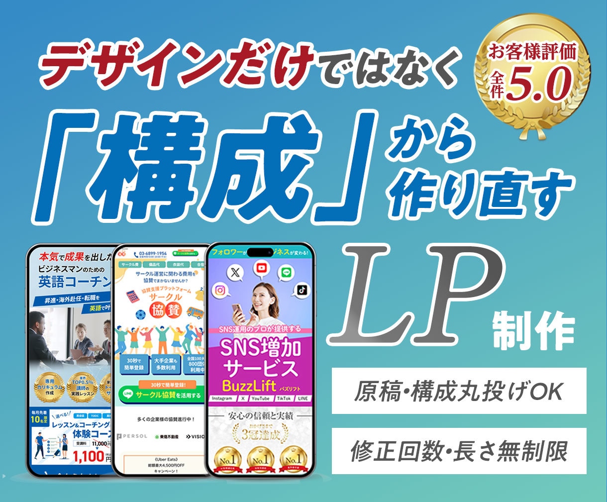 成果が出ないLPを構成から作り直します 評価★5.0｜広告・集客・講座・採用LPなど幅広く対応 イメージ1