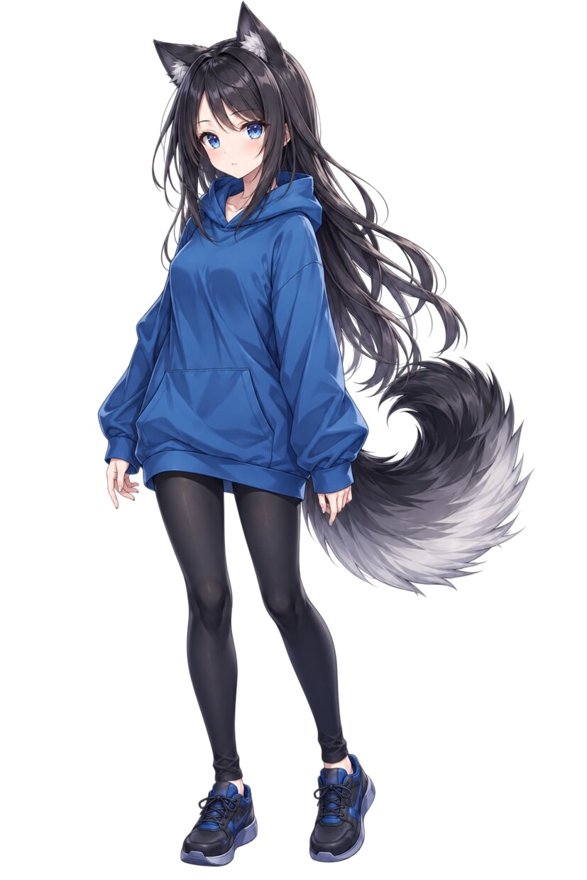 イリアム用立ち絵になります イリアム用立ち絵黒狐のパーカー女の子 イメージ1