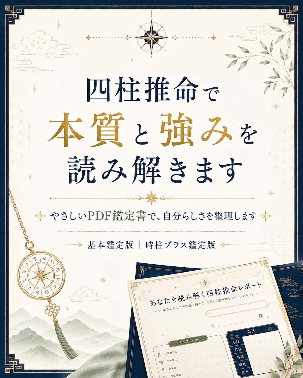四柱推命で本質と強みを読み解きます やさしいPDF鑑定書で、自分らしさ