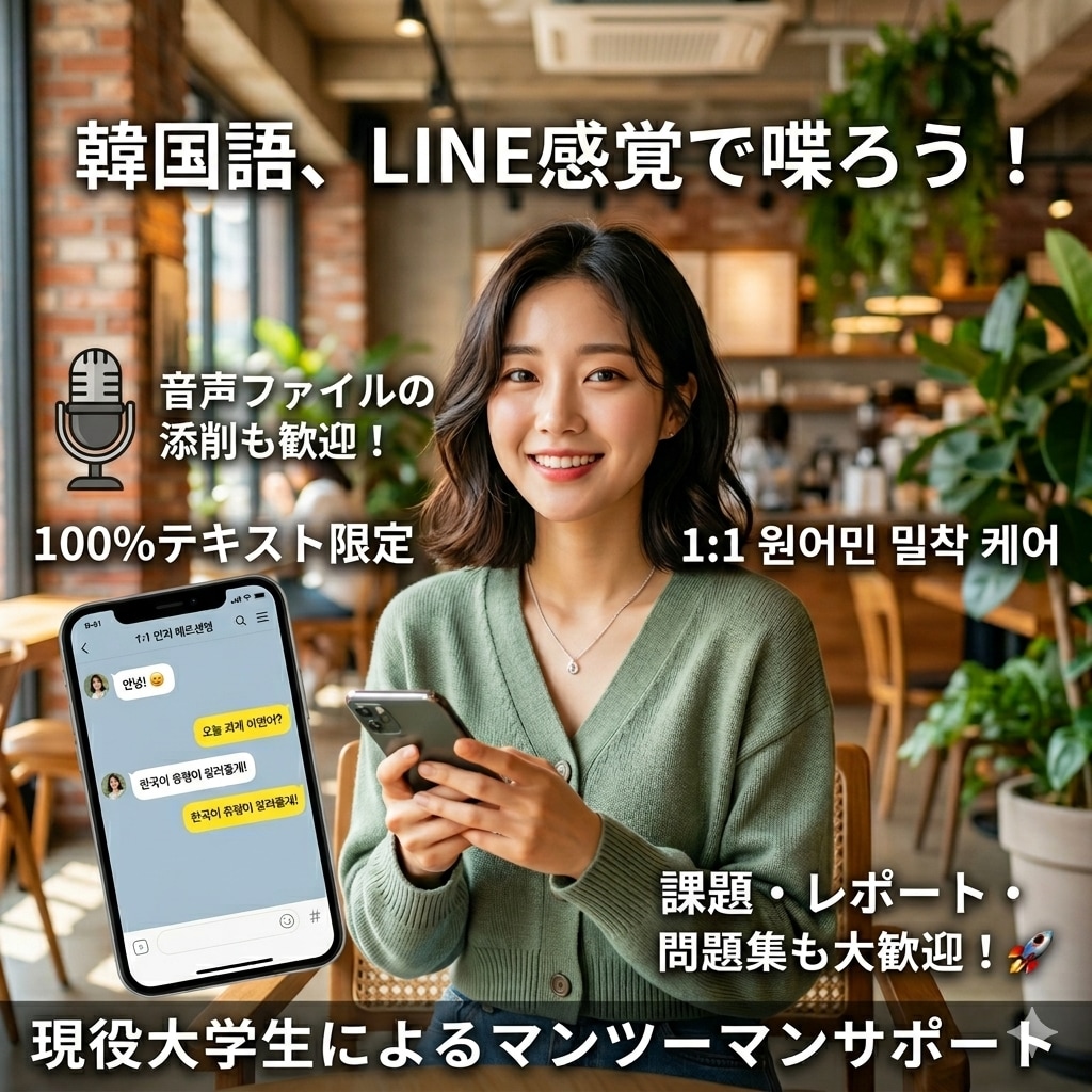 テキストor音声で韓国語のチャット練習します 課題やレポートのチェック、韓国語での友達作りも大歓迎！ イメージ1