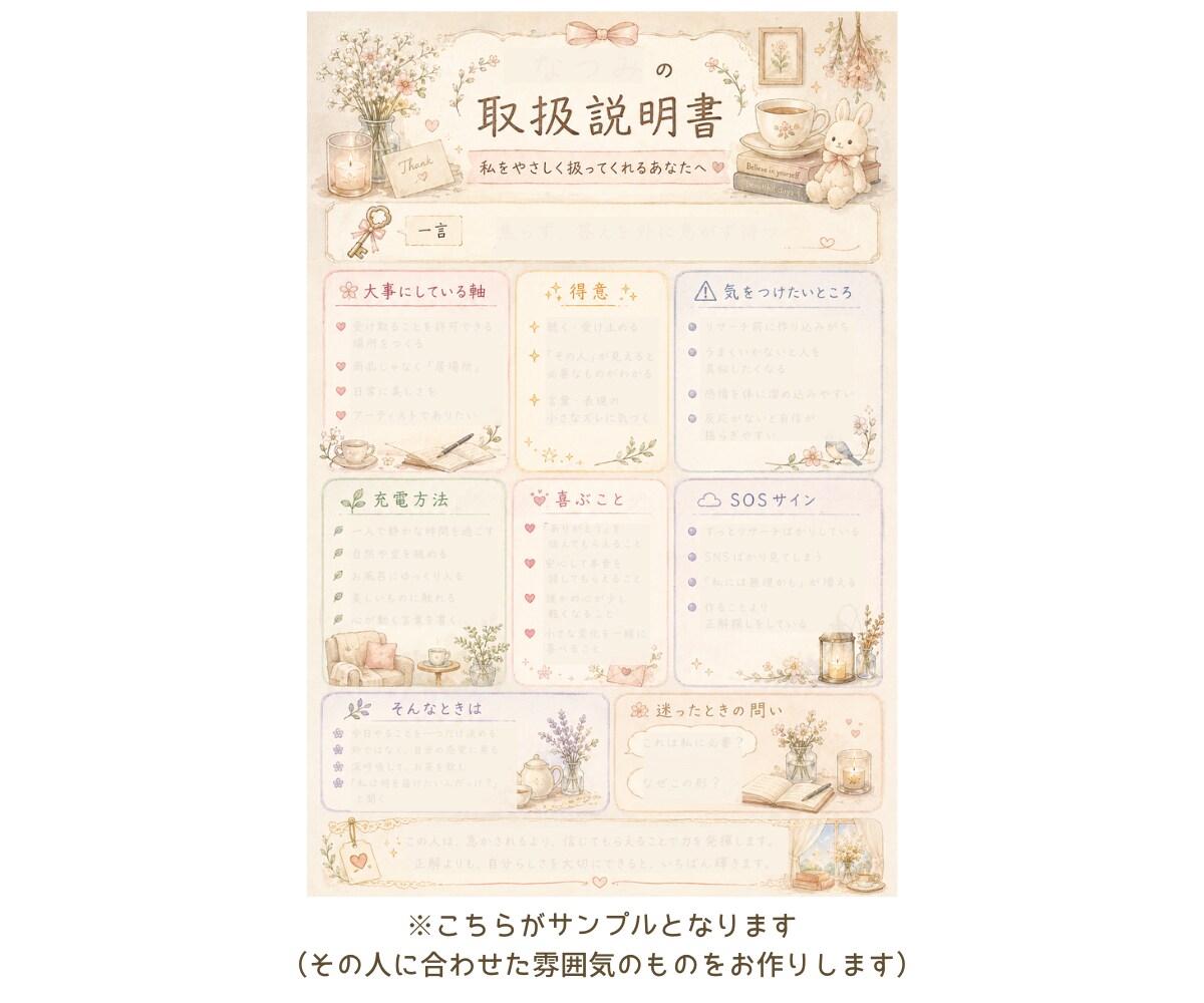 あなただけの取扱説明書を一緒に作ります ～自分を責める毎日から、自分を大切にできる日々へ～ イメージ4