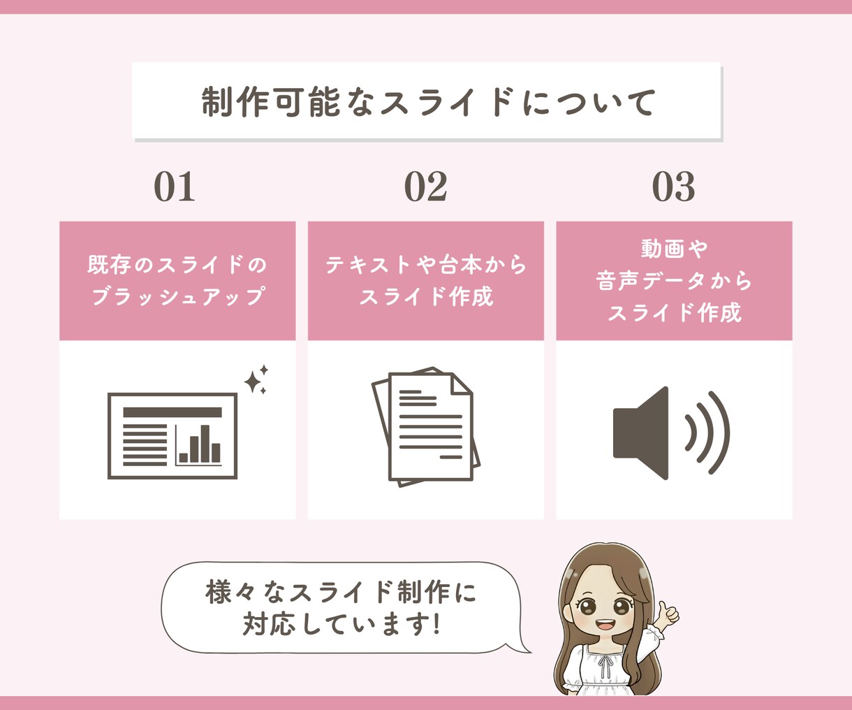 働く女性に！特典用スライド制作します 実績作りのため【1枚400円】の限定価格！女性起業家様向け◎ イメージ3