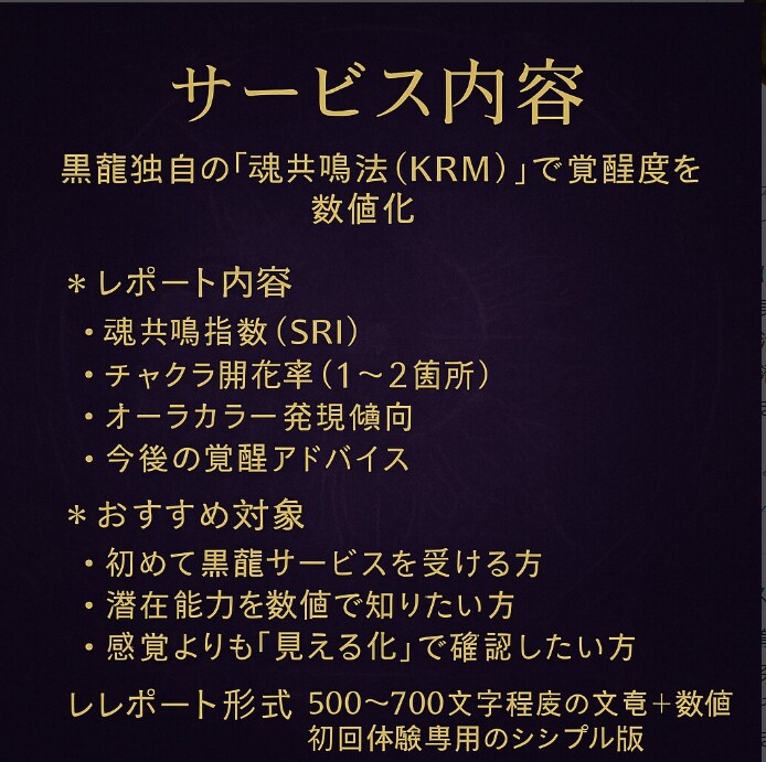 黒龍魂共鳴スキャンで覚醒度数値化レポート作成します 覚醒度数値診断入門体験　黒龍独自測定法で潜在能力を見える化 イメージ8